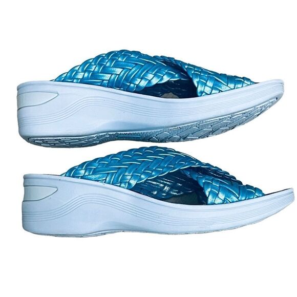 Bzees Dainty Sandals Wedge Braided Cross Band Slide Cloud/Technology Shoes 9 - Picture 3 of 10